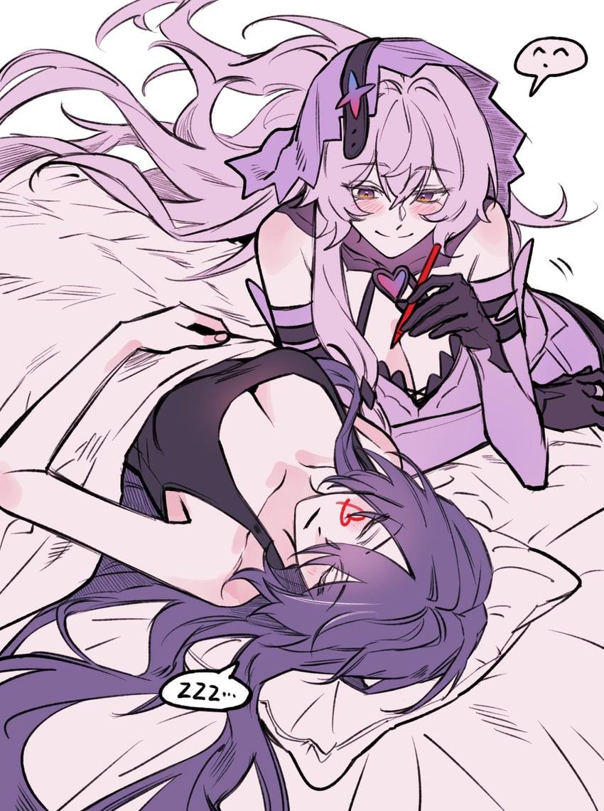 acheron and black swan (honkai and 1 more) drawn by backgun