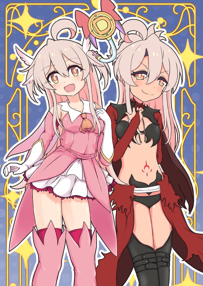 illyasviel von einzbern, oyama mahiro, chloe von einzbern, oyama mihari, prisma illya, and 1 more (fate and 2 more) drawn by fley0205