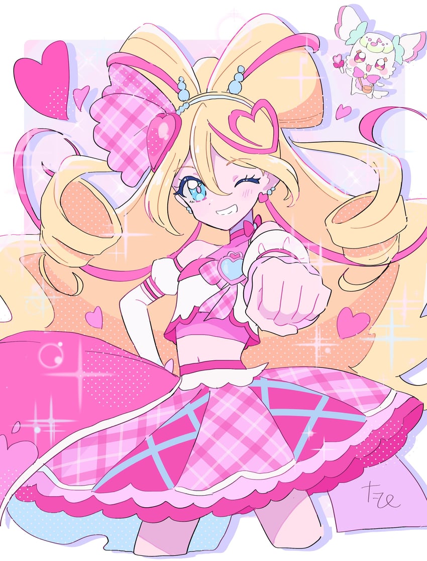 sakura uta, cure idol, and purirun (precure and 1 more) drawn by tapi_(pnkt_yksb)