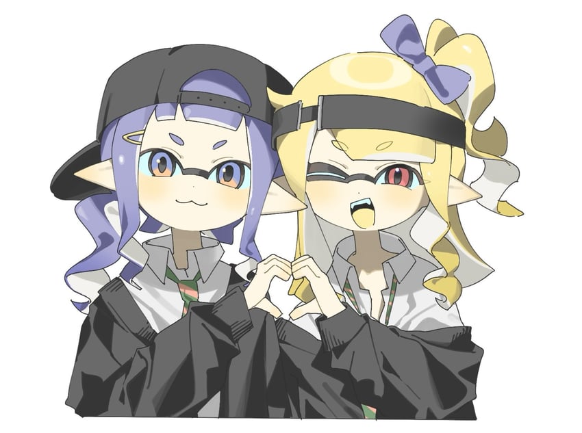 inkling player character and inkling girl (splatoon) drawn by lat_latte71