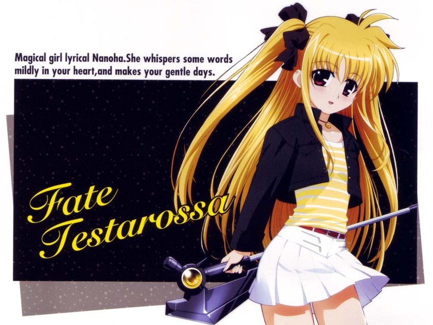 fate testarossa and bardiche (lyrical nanoha and 1 more) drawn by okuda_yasuhiro