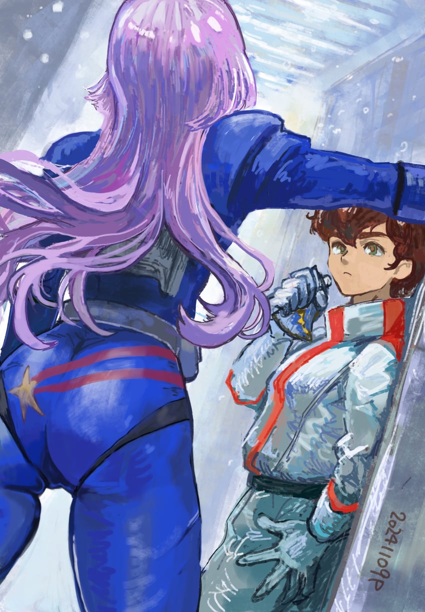 judau ashta, roux louka, and argama (gundam and 1 more) drawn by okrdisk2000