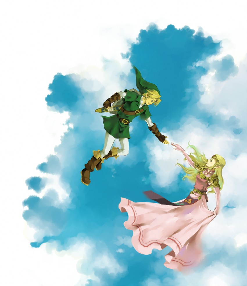 link and princess zelda (the legend of zelda and 1 more) drawn by mutsuki_kaya