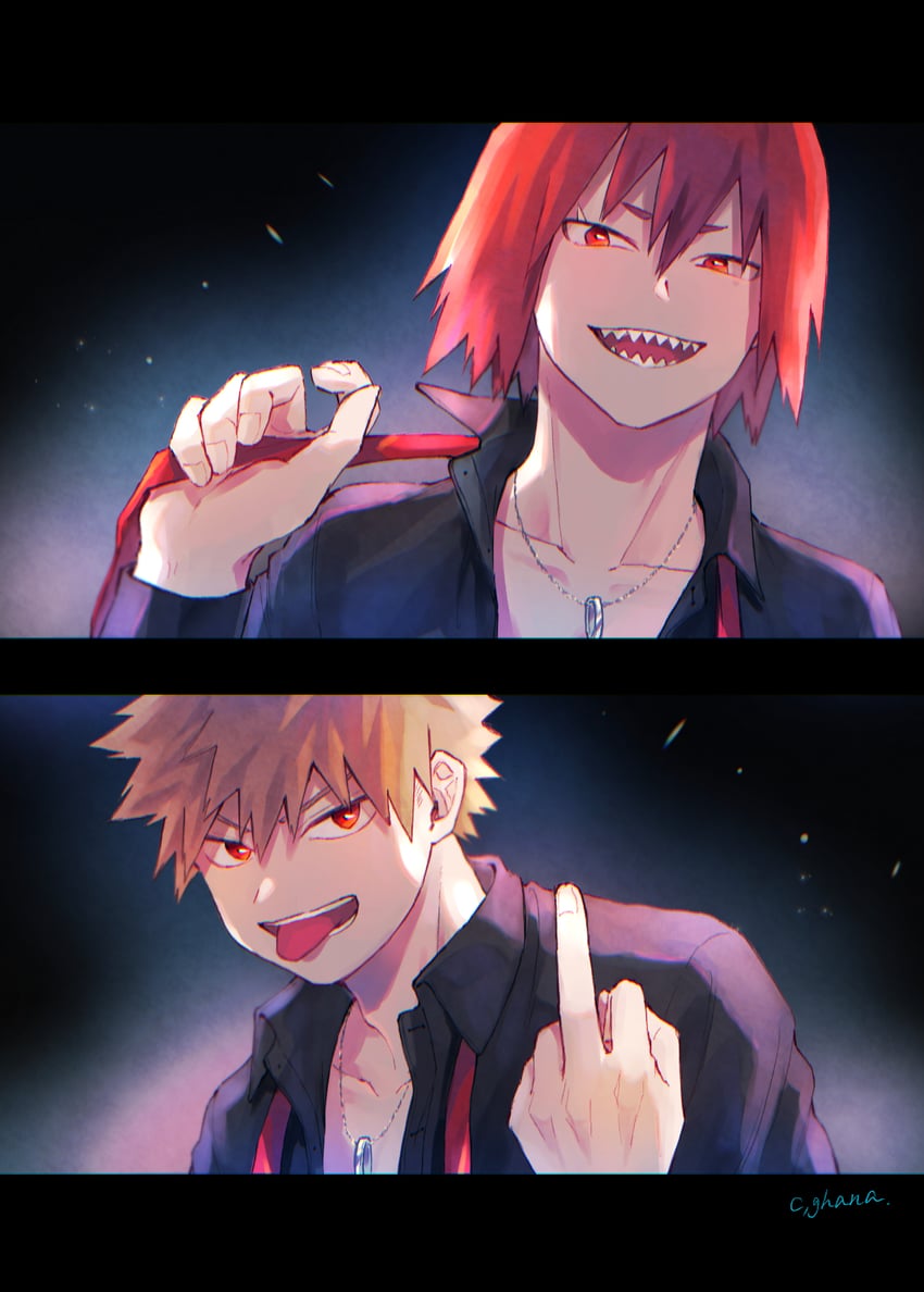 bakugou katsuki and kirishima eijiro (boku no hero academia) drawn by adcalcium