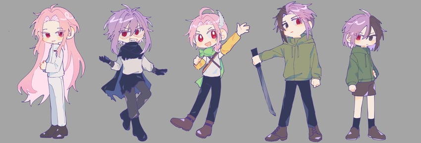 hatsutori hajime, nijou ryuu, mutsushika misumi, nanami izu, and dita iliner (saibou shinkyoku) drawn by ppang