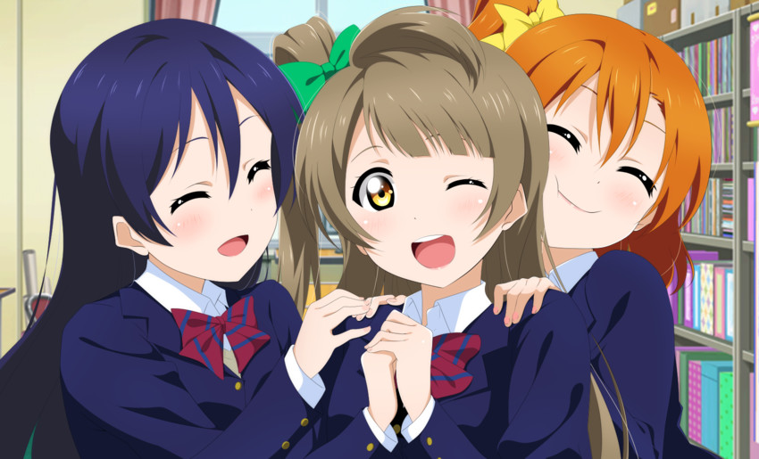sonoda umi, minami kotori, and kosaka honoka (love live! and 1 more) drawn by kuusuke_(yo_suke39)
