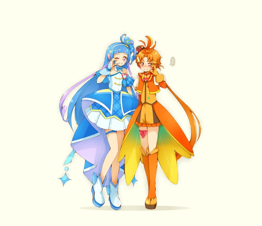 yuunagi tsubasa, cure wing, aokaze nana, and cure wink (precure and 2 more) drawn by yuu13
