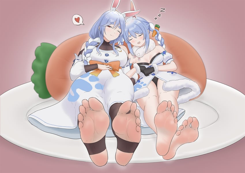 usada pekora, don-chan, and pekomama (hololive) drawn by treadml