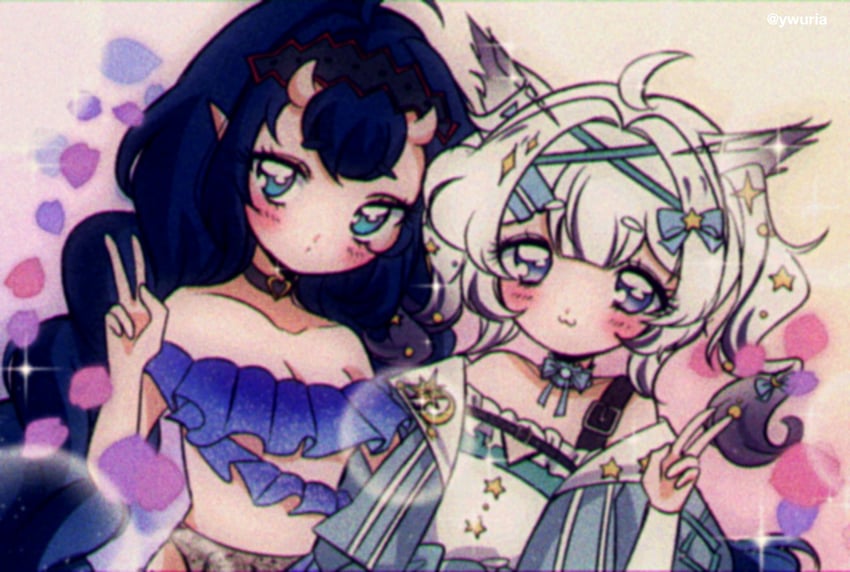 mikazuki silvi and yomi nakitama (indie virtual youtuber) drawn by ywuria