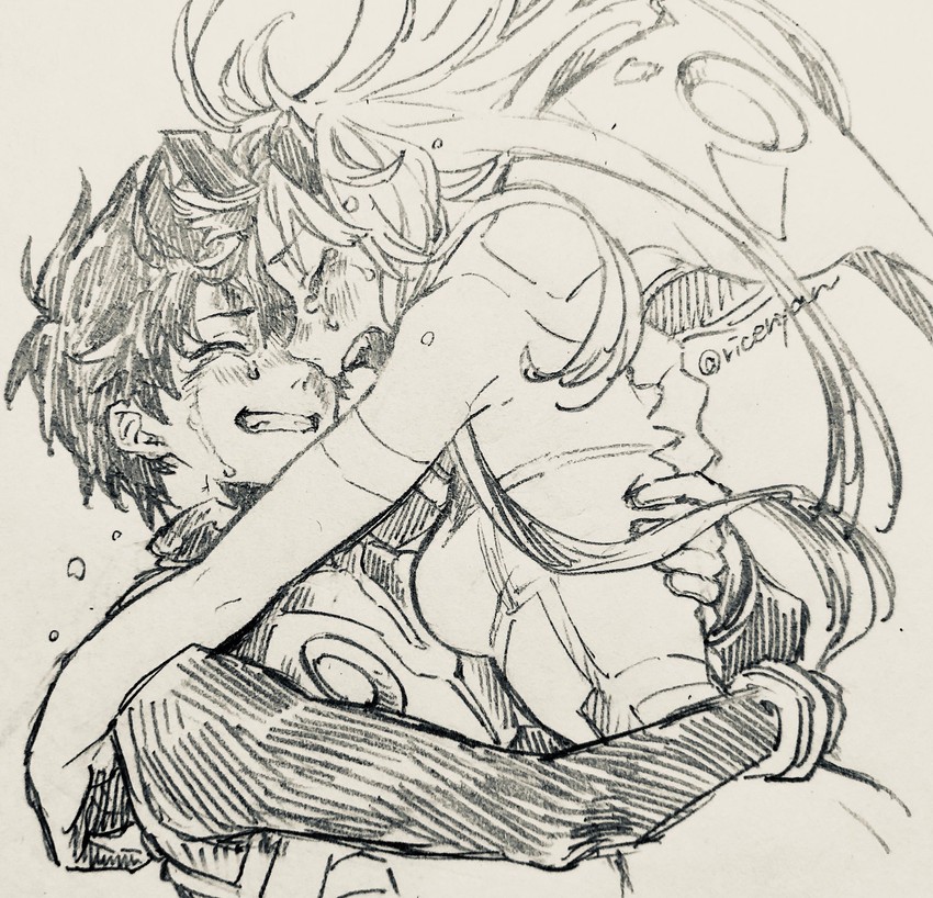 zero two and hiro (darling in the franxx) drawn by ricenyan