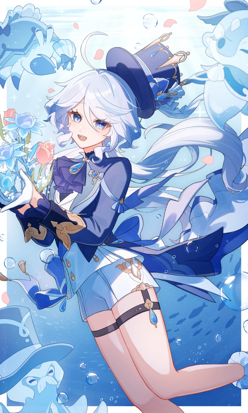 furina, surintendante chevalmarin, gentilhomme usher, and mademoiselle crabaletta (genshin impact) drawn by hana_(nemukunai87)