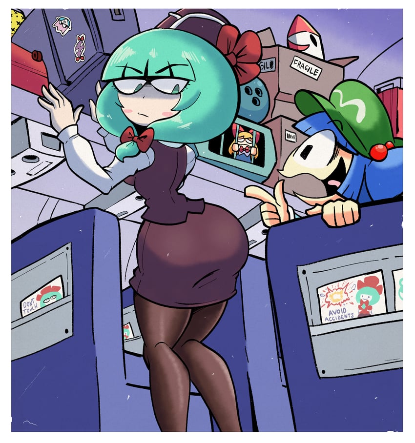 saigyouji yuyuko, kawashiro nitori, kagiyama hina, shanghai doll, and mimi-chan (touhou and 1 more) drawn by kevin_arthur