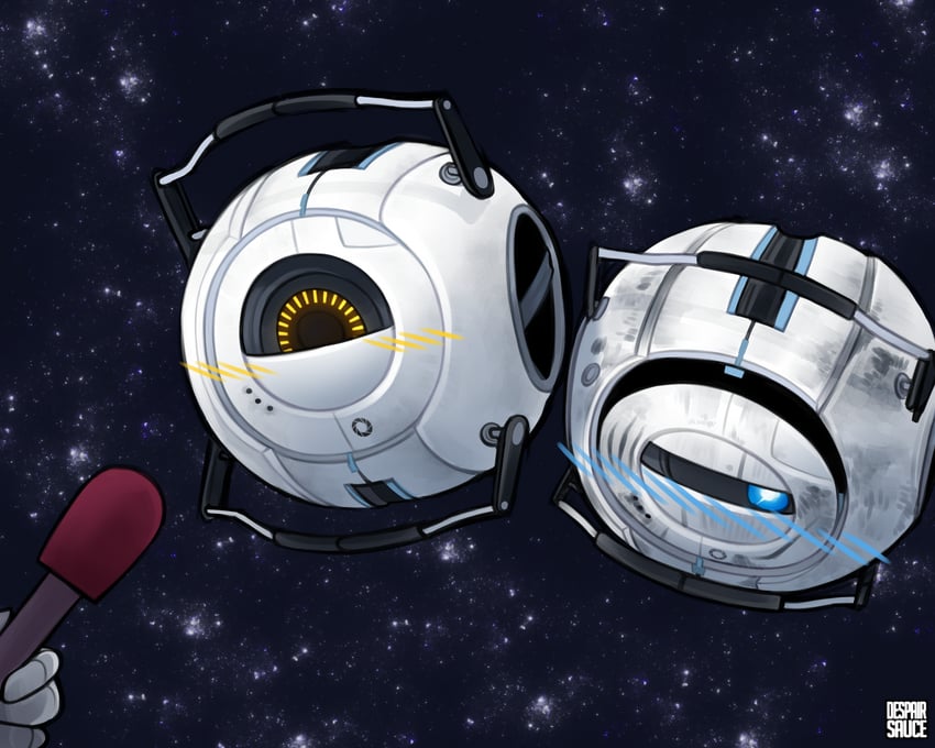 wheatley and space core (portal and 1 more) drawn by despair_sauce