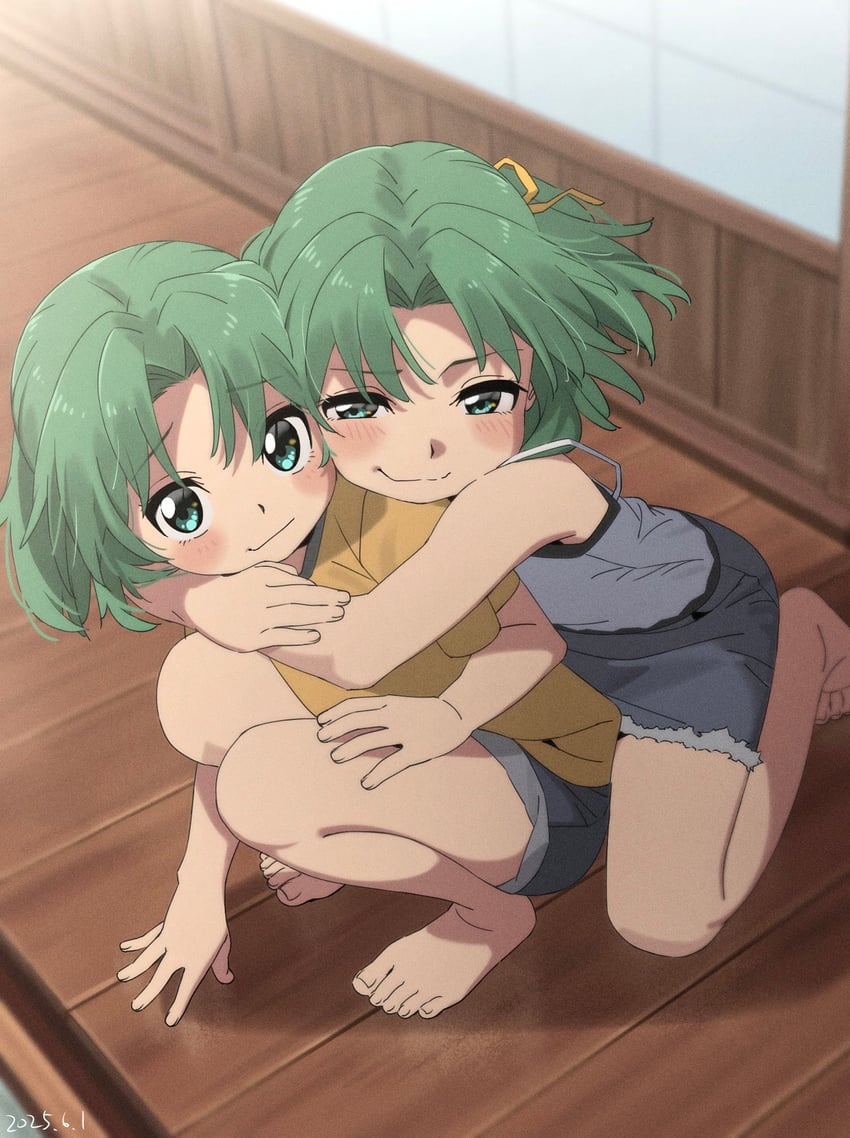 sonozaki mion and sonozaki shion (higurashi no naku koro ni) drawn by aru_aru