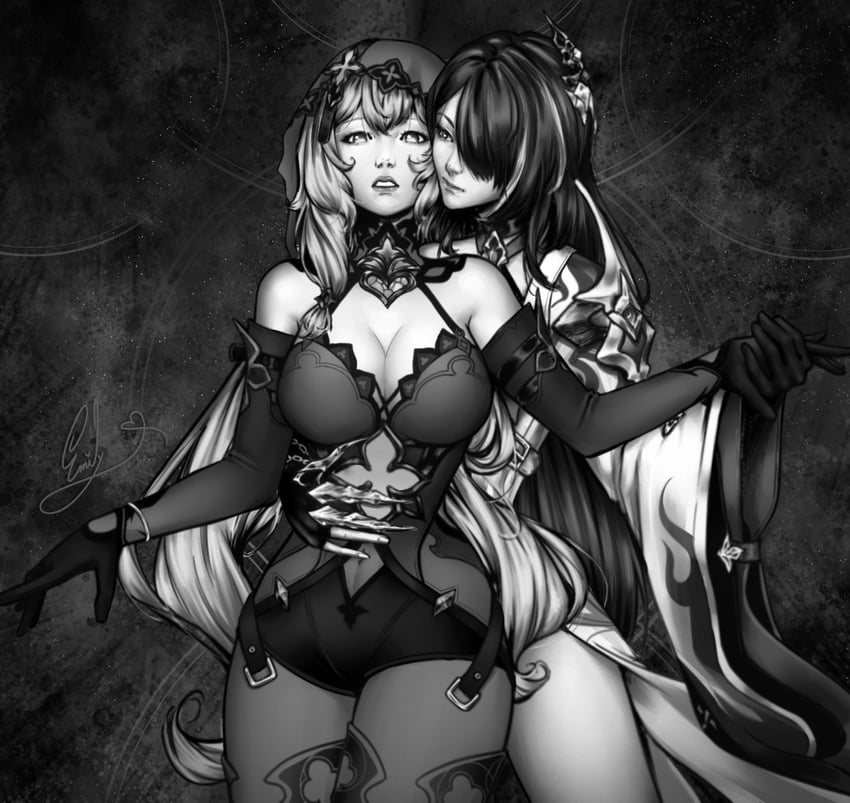 acheron and black swan (honkai and 1 more) drawn by theemilycat
