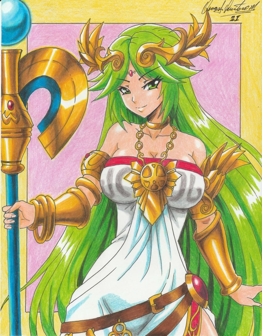 palutena (kid icarus and 1 more) drawn by ravernclouk
