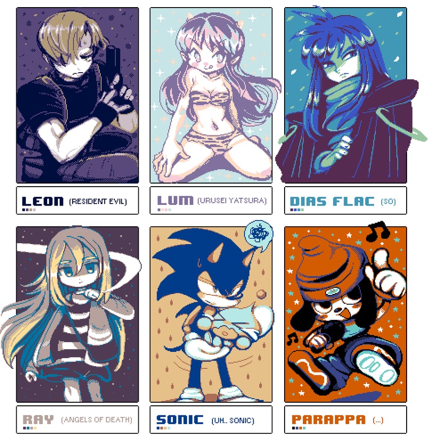 sonic the hedgehog, lum, leon s. kennedy, neutral chao, rachel gardner, and 2 more (sonic and 7 more) drawn by christy_frisby