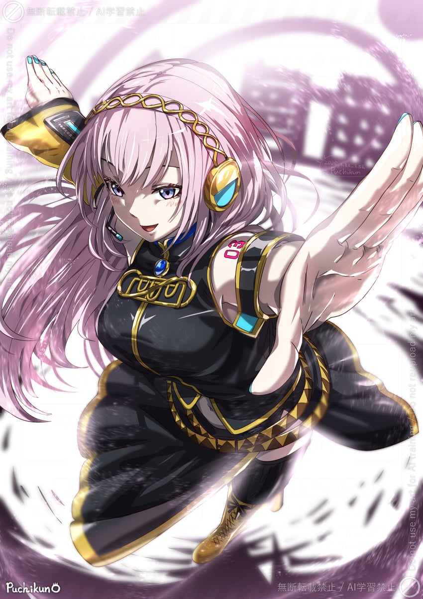 megurine luka (vocaloid and 1 more) drawn by puchikun