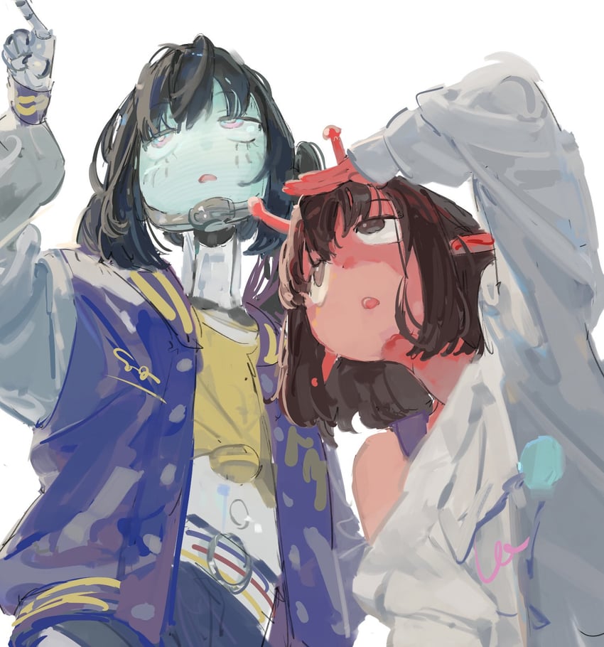 kurusu makina and kujo chiharu (milky galactic universe and 1 more) drawn by tkrkve43