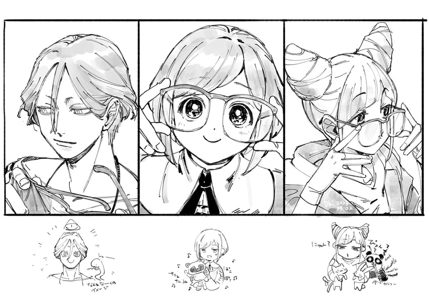 fukurai azami, meguriya ayumu, and jasmine (toshi densetsu kaitai center) drawn by daiki_(daikingairkgk)