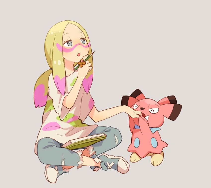 mina and snubbull (pokemon and 1 more) drawn by ebi_(ab_cde)