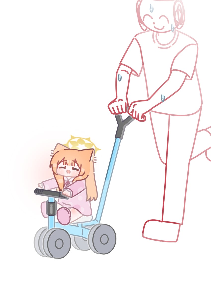 sensei, doodle sensei, and mari (blue archive) drawn by horuhara