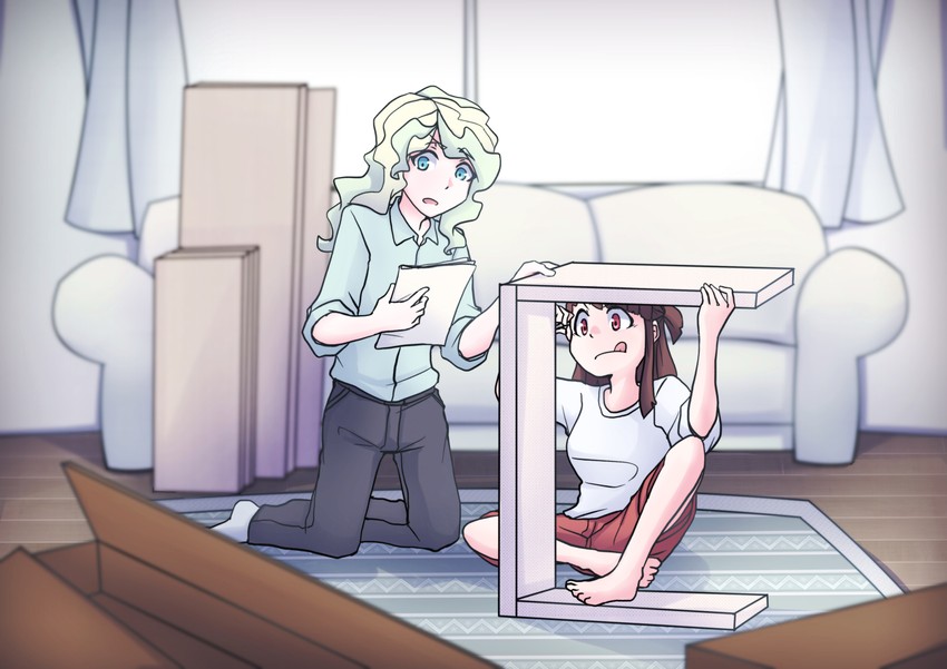 kagari atsuko and diana cavendish (little witch academia) drawn by usbfan