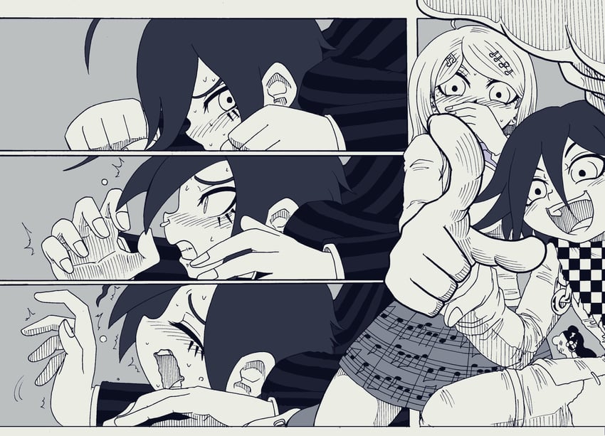 oma kokichi, saihara shuichi, akamatsu kaede, and monokuma (danganronpa and 1 more) drawn by jan1214
