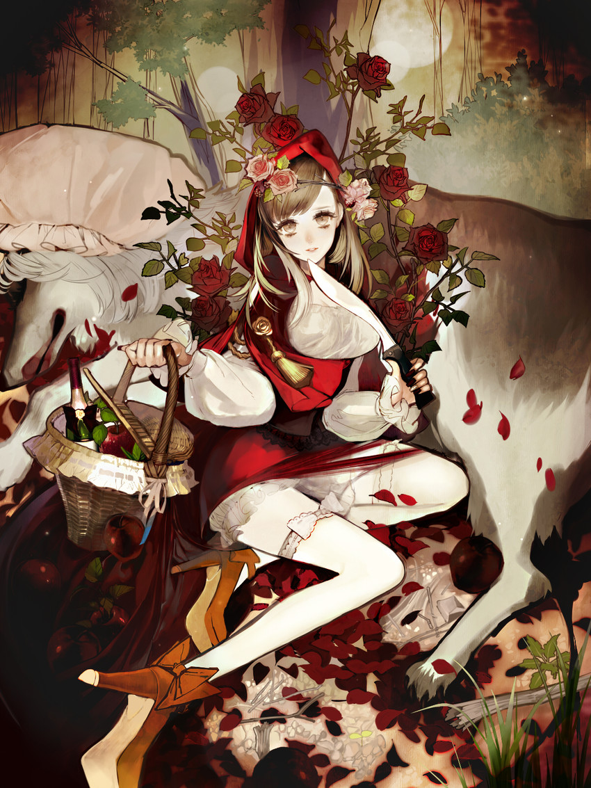 little red riding hood and big bad wolf (original and 1 more) drawn by shikishima_(eiri)
