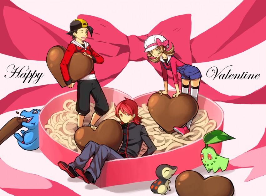 ethan, lyra, silver, cyndaquil, chikorita, and 1 more (pokemon and 1 more) drawn by cezaria