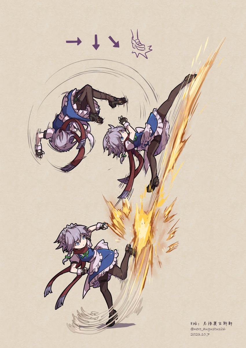 izayoi sakuya and cammy white (touhou and 2 more) drawn by nero_augustus
