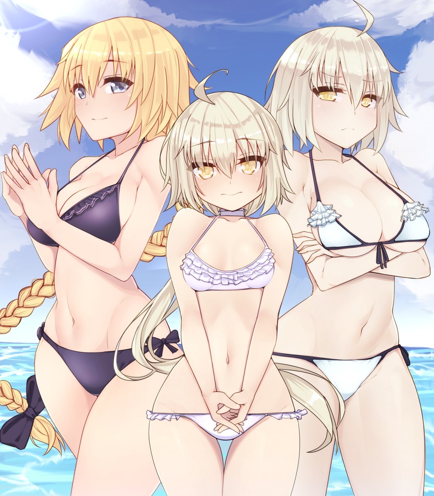 jeanne d'arc alter, jeanne d'arc, and jeanne d'arc alter santa lily (fate and 1 more) drawn by dura_(dura110)