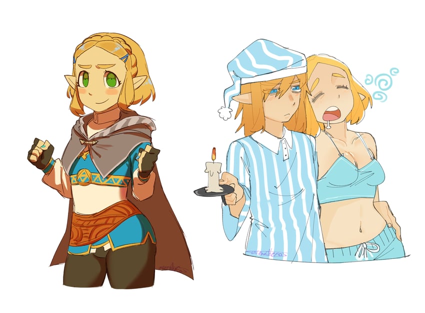 link and princess zelda (the legend of zelda and 1 more) drawn by hdthefox1