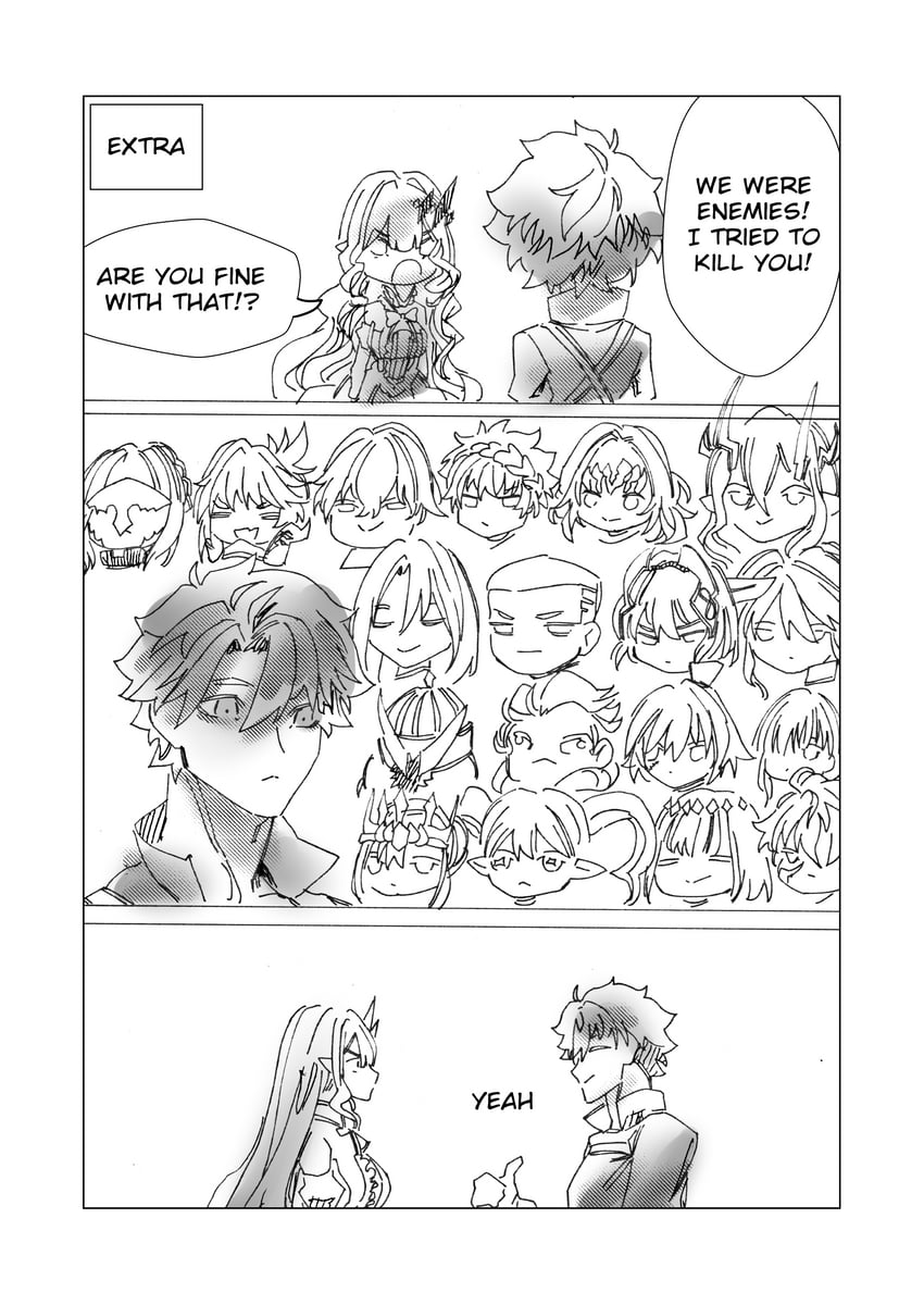 artoria pendragon, fujimaru ritsuka, nero claudius, saber alter, mordred, and 16 more (fate and 1 more) drawn by obazzotto