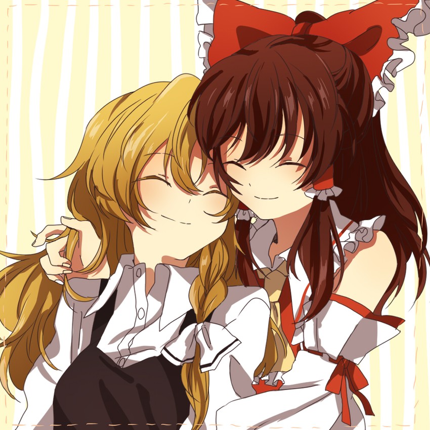hakurei reimu and kirisame marisa (touhou) drawn by surumeri_(baneiro)