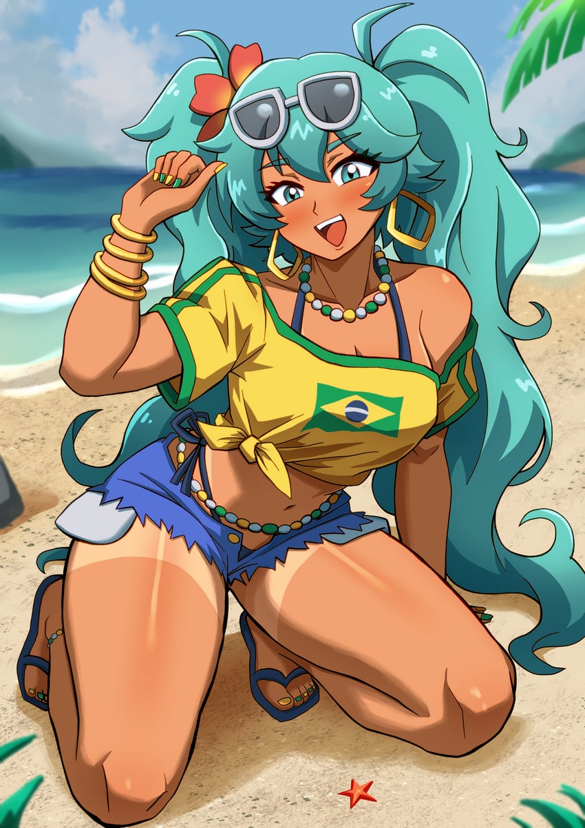 hatsune miku and brazilian miku (vocaloid) drawn by shiya_moegin
