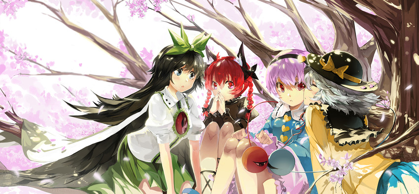 komeiji koishi, komeiji satori, kaenbyou rin, and reiuji utsuho (touhou) drawn by saberiii