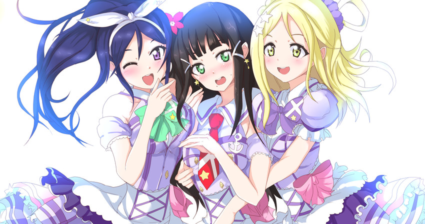 matsuura kanan, kurosawa dia, and ohara mari (love live! and 1 more) drawn by echizen_(hvcv)