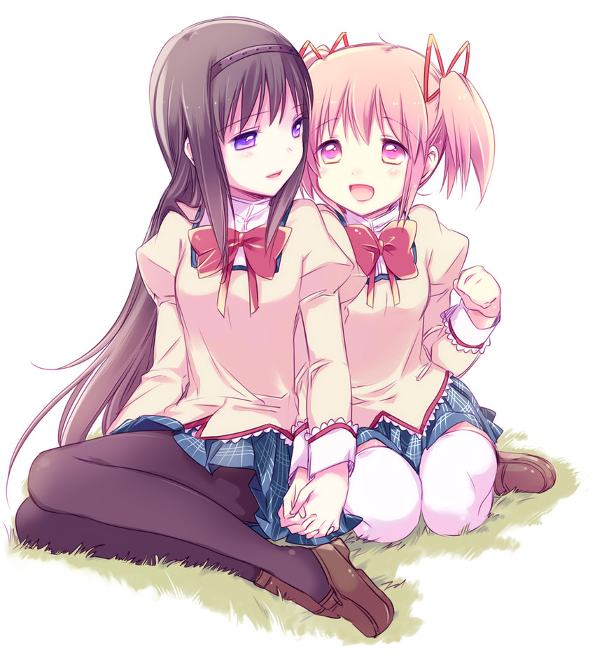 akemi homura and kaname madoka (mahou shoujo madoka magica) drawn by yamada_ako
