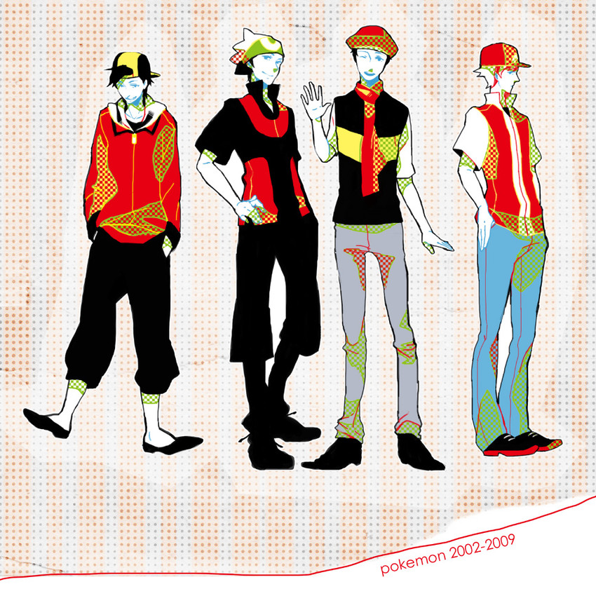red, ethan, brendan, and lucas (pokemon and 4 more) drawn by yodokawa_(yukko)