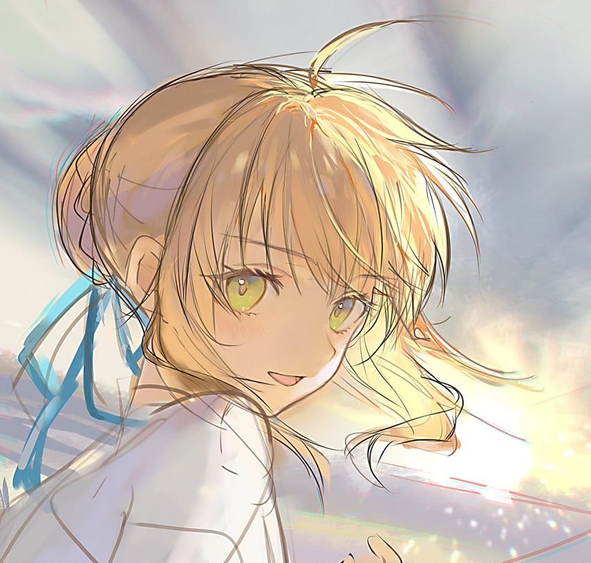 artoria pendragon and saber (fate and 1 more) drawn by nigiri
