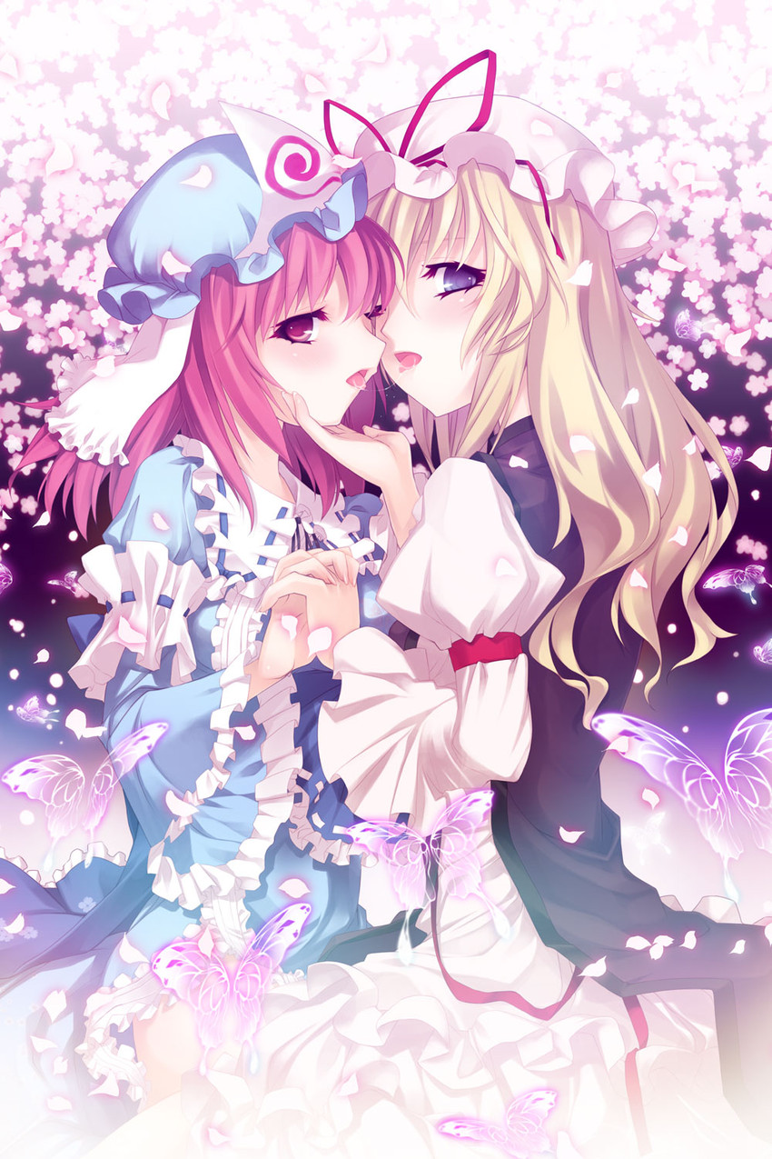 yakumo yukari and saigyouji yuyuko (touhou) drawn by binzoko_megane_(san-inch)