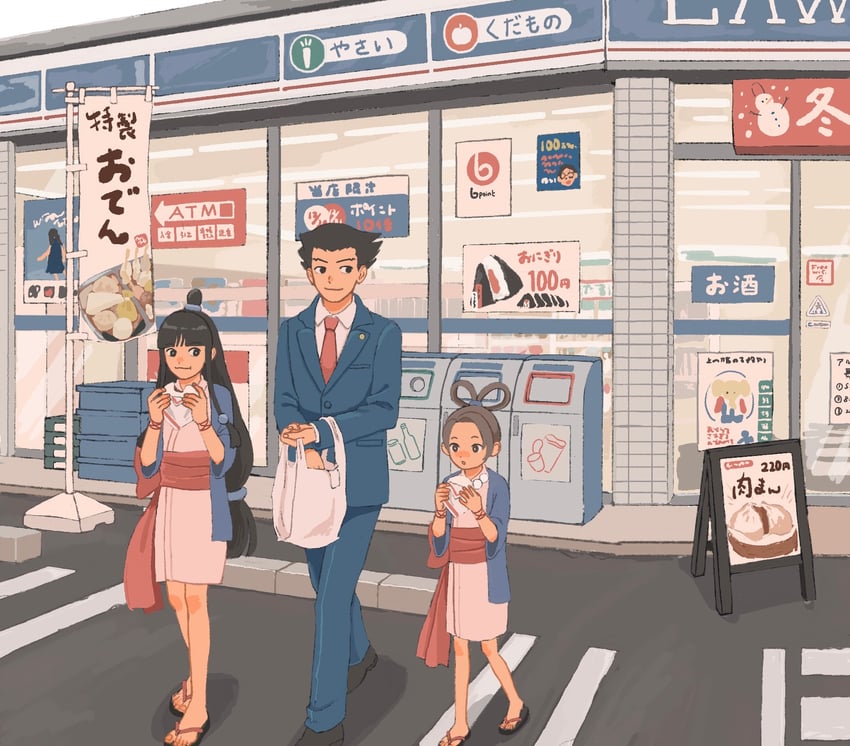 phoenix wright, maya fey, and pearl fey (ace attorney and 1 more) drawn by 23011620x