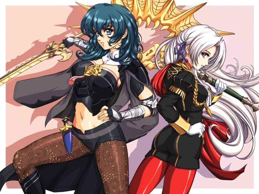 female byleth and edelgard von hresvelg (fire emblem and 1 more) drawn by sirknightbot