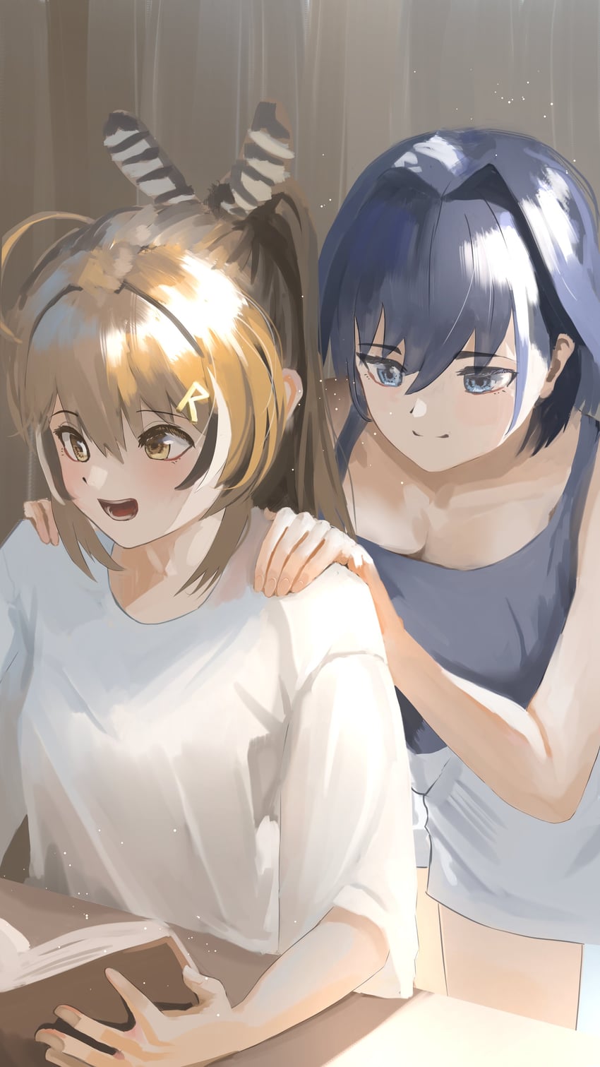 ouro kronii and nanashi mumei (hololive and 1 more) drawn by yamaharu_(xxzf7284)