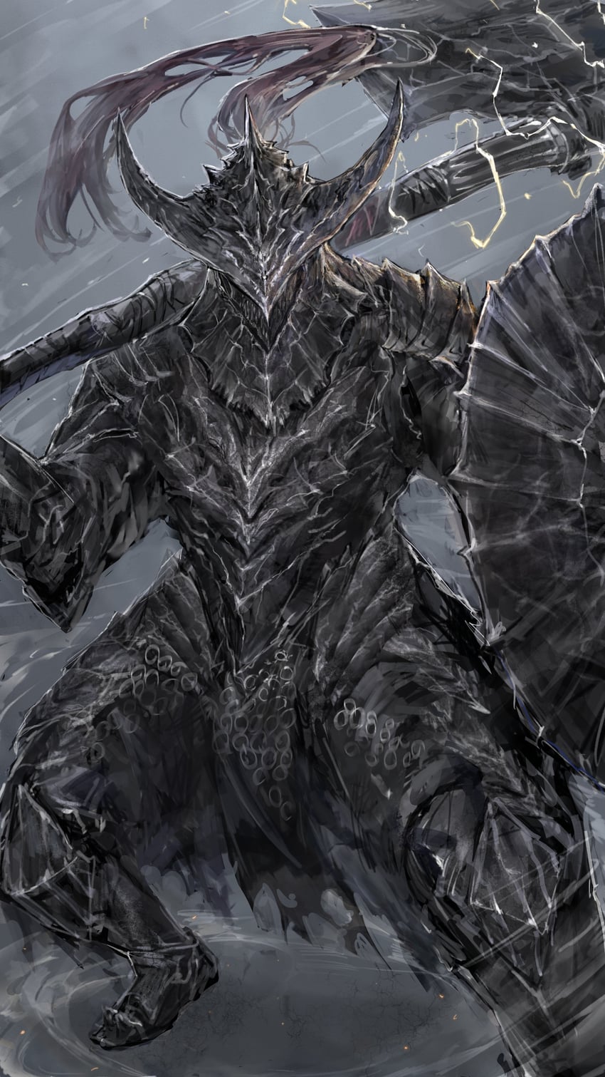 dragonslayer armour (dark souls and 1 more) drawn by nameno92372763