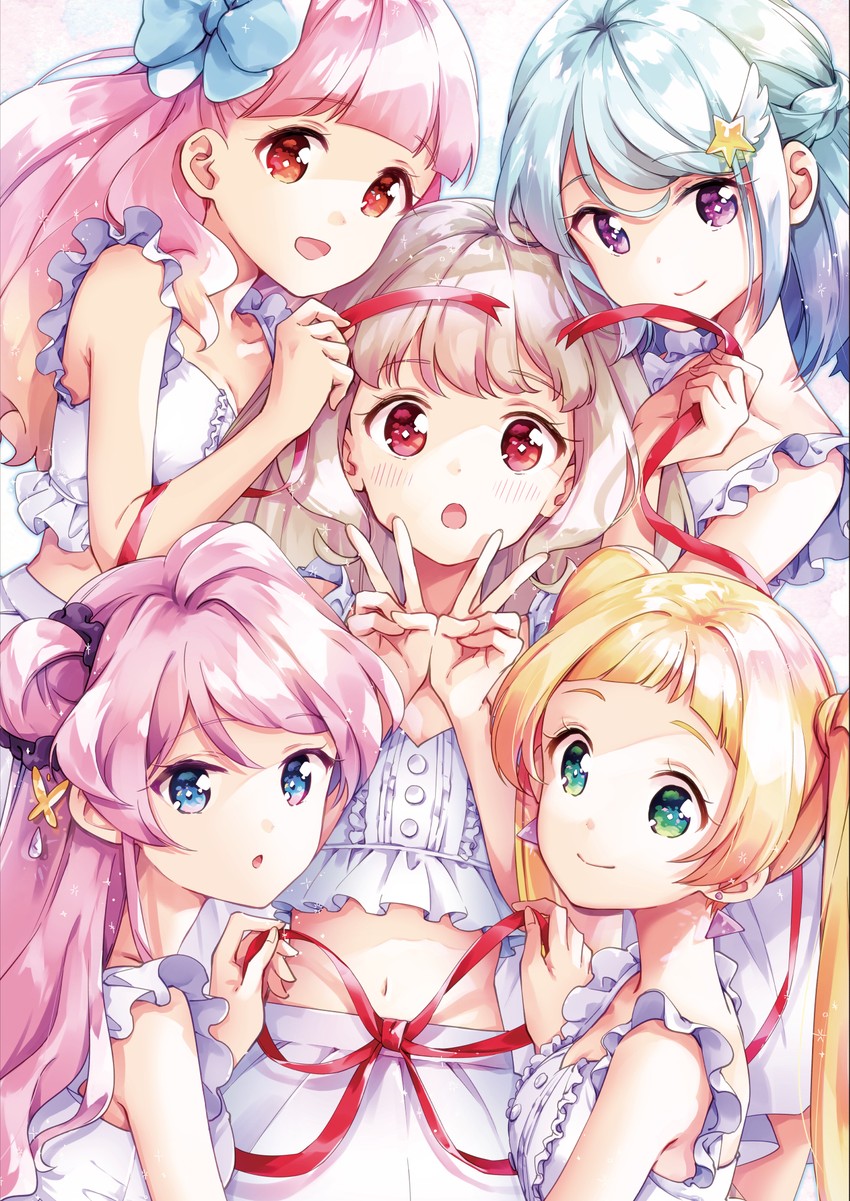 yuki aine, minato mio, hinata ema, kiseki raki, and chono maika (aikatsu! and 2 more) drawn by todo-akira
