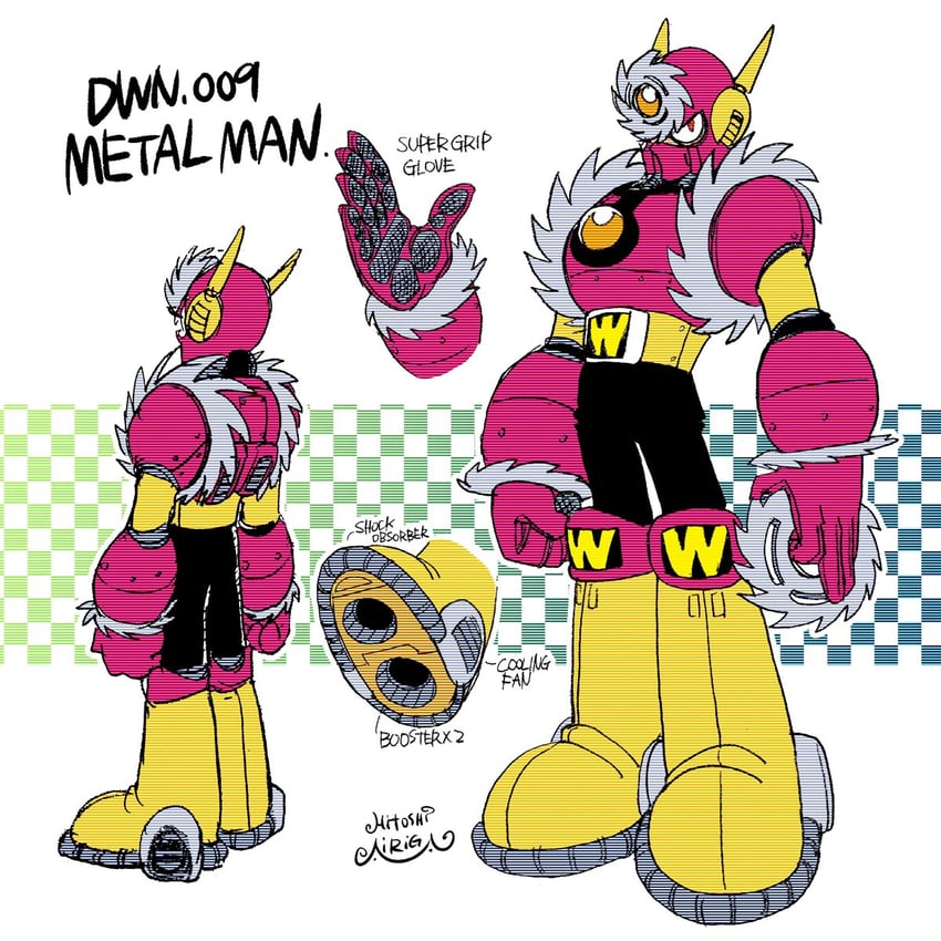 metal man (mega man and 2 more) drawn by ariga_hitoshi