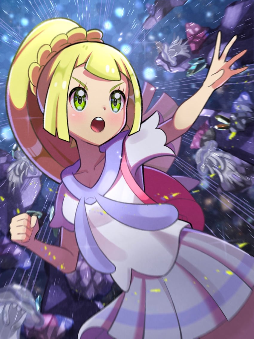 lillie and nihilego (pokemon and 1 more) drawn by inana_umi