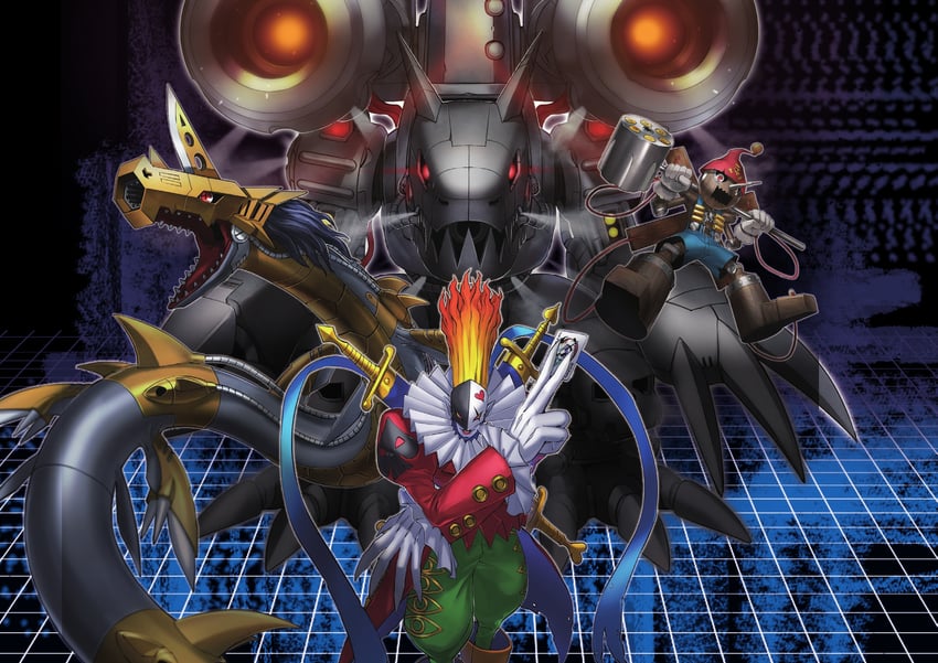 mugendramon, piemon, pinochimon, and metalseadramon (digimon and 2 more) drawn by nakano_haito